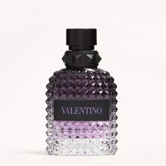 Valentino Men's Studded Glass Cologne Bottle in Purple and Black
